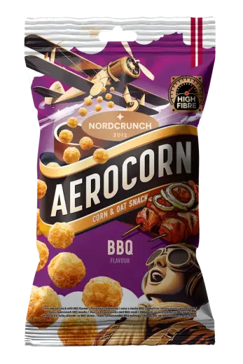 Aerocorn kukurūzas un auzu uzkoda ar BBQ garšu 25g