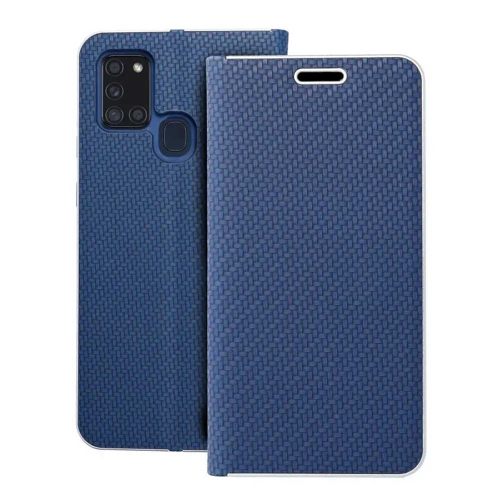 LUNA Book Carbon grāmatveida maciņš telefonam Samsung Galaxy A21s (A217) zils