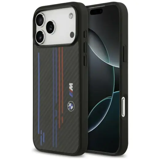 BMW M Kevlar Lines & Logo phone case with MagSafe support for iPhone 17 Pro Max black