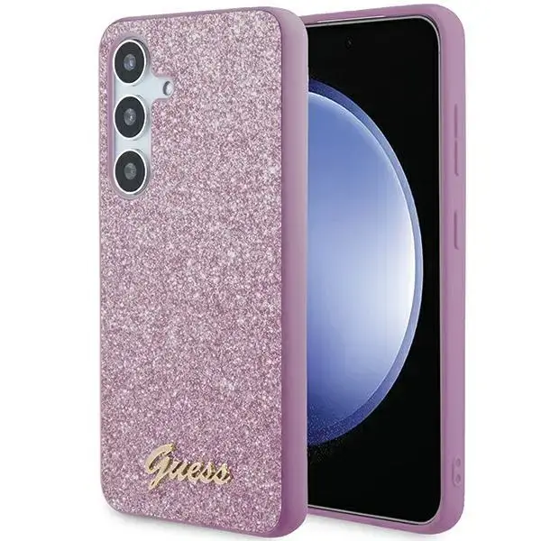 Guess GGUHCS24MHGGSHU S24+ S926 fioletowy|purple hardcase Glitter Script