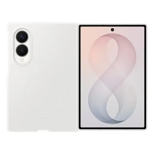 Samsung Silicone Magnet maciņš ar MagSafe atbalstu telefonam Samsung Galaxy Z Fold 8 (F971) balts (komplektā aizsargplēve)