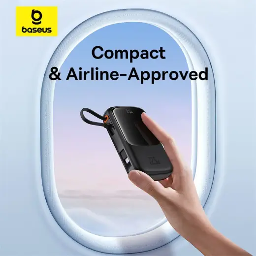 Baseus Qpow Pro+ ārējais akumulators (powerbank) | 10000 mAh | 22.5W | USB-C, Lightning, USB-A | melns