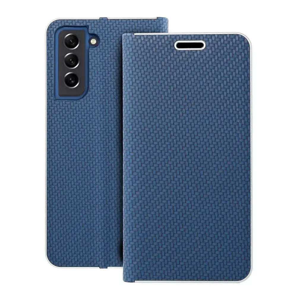 LUNA Book Carbon grāmatveida maciņš telefonam Samsung Galaxy S21 (G991) zils