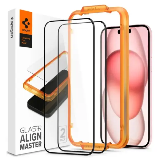Spigen ALM ekrāna aizsargstikls priekš iPhone 15 Plus melns