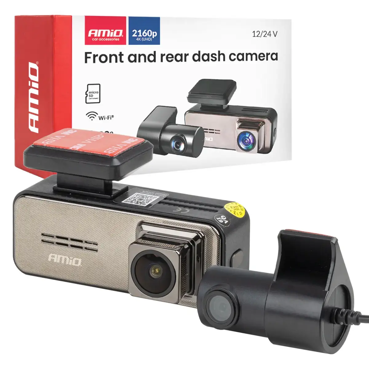 Front and rear dash camera 4K + 2K WLAN 512 GB WIFI UHD AMIO-04801