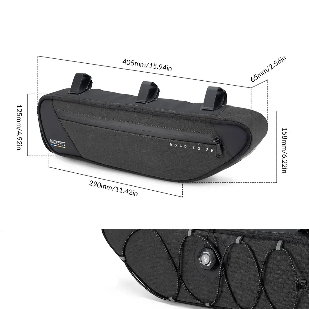 Torba pod ramę 2L Rockbros TL003 ROAD TO SKY wodoodporna – czarna