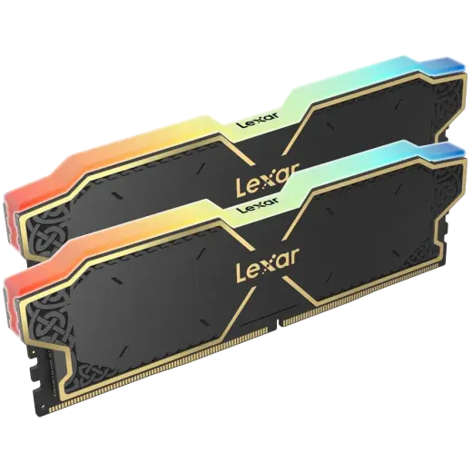 Lexar 32GB Kit (2x16GB) THOR DDR5 6000 CL38 1.3V Memory with heatsink and RGB lighting, Black Color, Dual pack