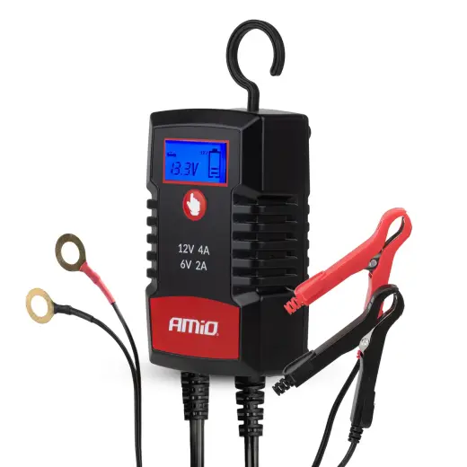 Digital battery charger AGM GEL STD LiFePo4 MAX 4A 6/12V PRO HOOK AMIO-04531