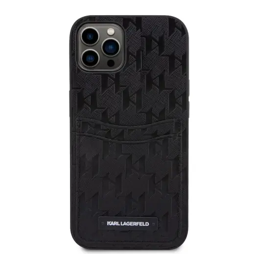 Karl Lagerfeld Saffiano Monogram Card Slot Case for iPhone 12|12 Pro Black