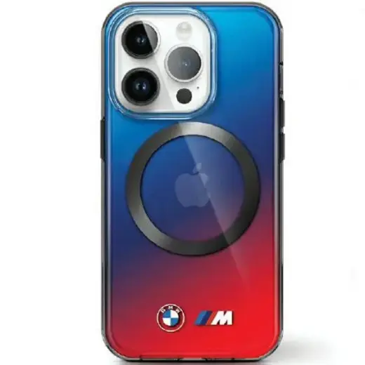 Etui BMW BMHMP15SHTTG iPhone 15 6.1" czerwono-niebieski|red blue hardcase M Gradient MagSafe
