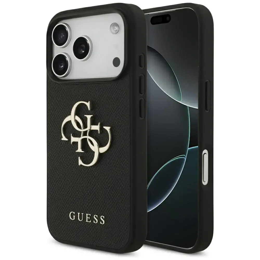 Etui Guess Grained Big 4G & Classic Logo  do iPhone 17 Pro czarny