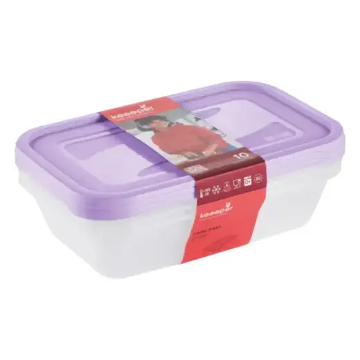 Food container set rectangular  3x2,4L Fredo "Fresh" transparent/light purple