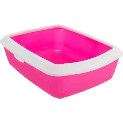 Kaķu tualete : Trixie Classic cat litter tray, with rim, 37 × 15 × 47 cm, pink|white