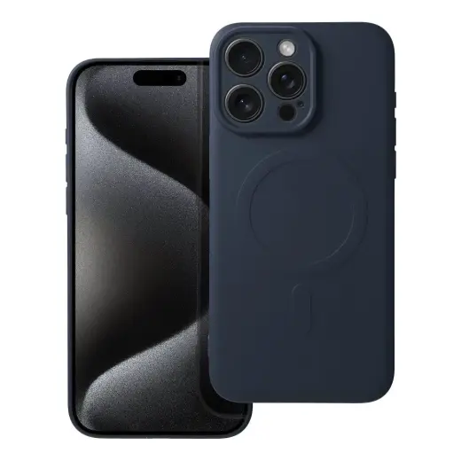 Silicone Mag Cover telefoni ümbris MagSafe toega iPhone 15 Pro Max sinine