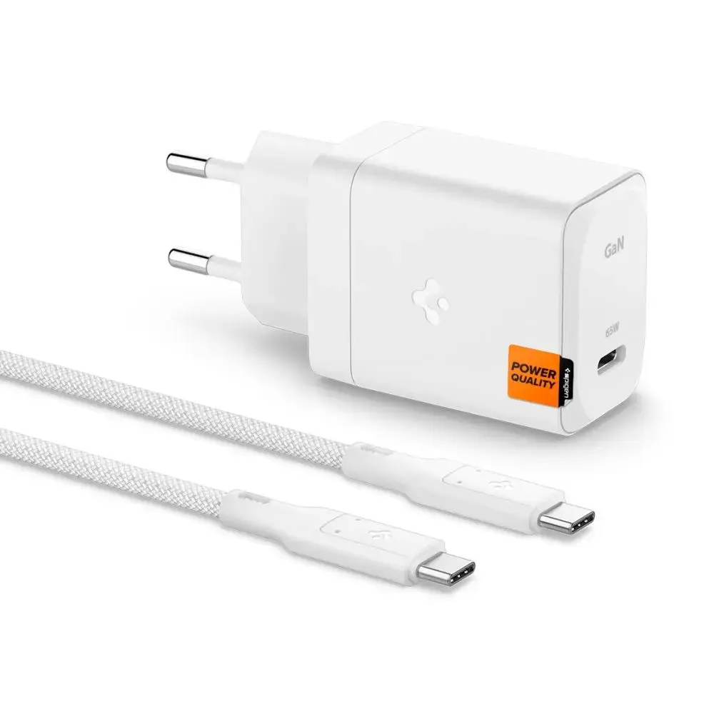 SPIGEN ARCSTATION PRO travel charger | 65W | GaN | USB-C | with USB-C to USB-C cable included | white
