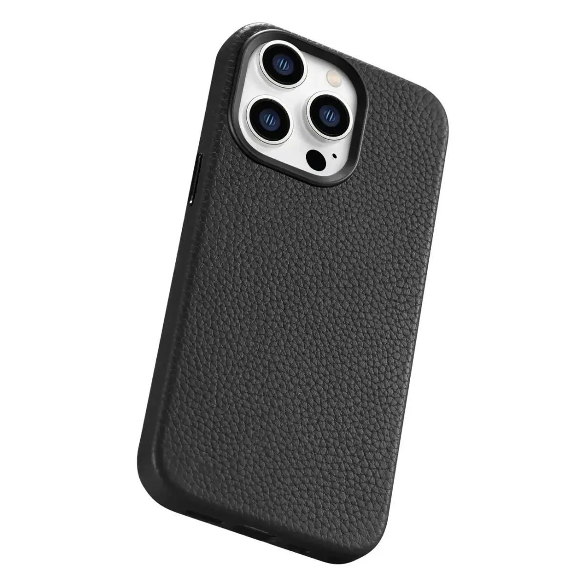 iCarer Litchi Premium Leather Case iPhone 14 Pro Magnetic Leather Case with MagSafe Black (WMI14220710-BK)