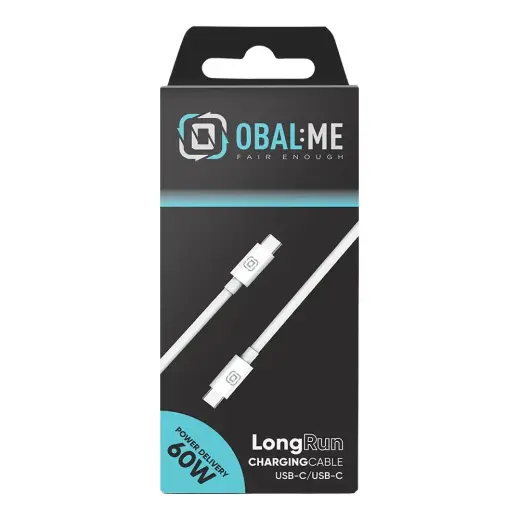 OBAL:ME LongRun duomenų perdavimo ir įkrovimo laidas | USB-C į USB-C | 60W | 1m | baltas