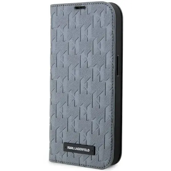 Karl Lagerfeld KLBKP14XSAKLHPG iPhone 14 Pro Max 6.7" bookcase srebrny|silver Saffiano Monogram