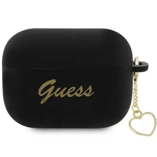 Guess GUAP2LSCHSK AirPods Pro 2 (2022|2023) cover czarny|black Silicone Charm Heart Collection
