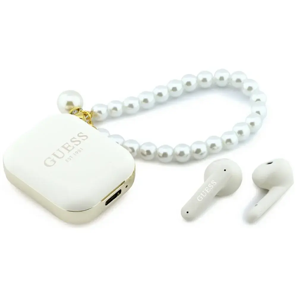 Earphones TWS Guess Pearl Strap white
