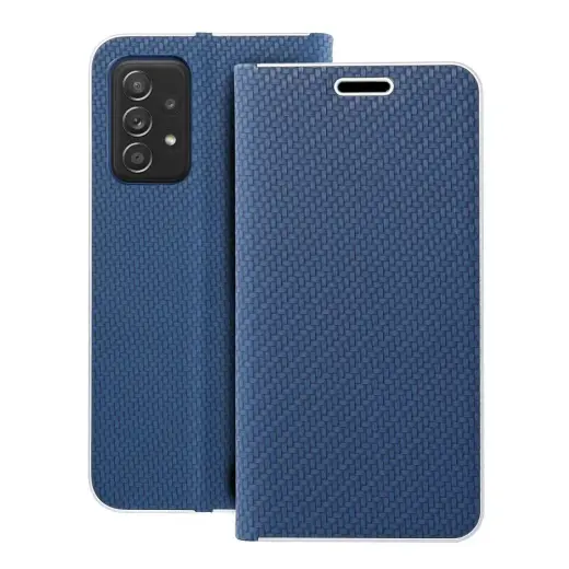 LUNA Book Carbon Carbon knyginio tipo telefono dėklas Samsung Galaxy A52 5G (A526) | A52 4G (A525) | A52s 5G (A528) mėlynas
