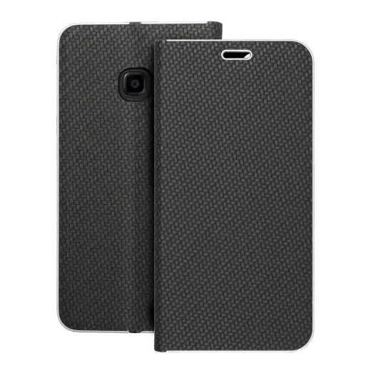 LUNA Book Carbon Carbon knyginio tipo telefono dėklas Samsung Galaxy Xcover 4s (G398) juodas