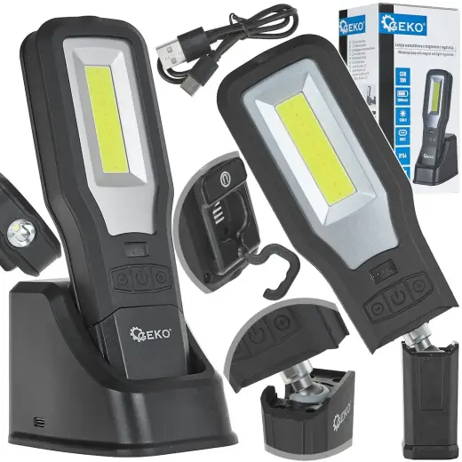 Powerbankiga töökojavalgusti magneti ja valguse reguleerimisega, laadimisjaam, LED COB 10W + 5W, 2000mAh, 550lm, IP54