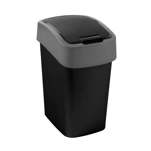 Prügikast Flip Bin 9L, must / hõbedane
