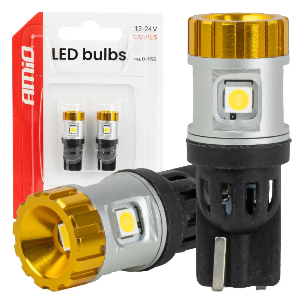 LED bulbs CANBUS T10 3030 4SMD + 3020 1SMD White 12/24V AMIO-04990