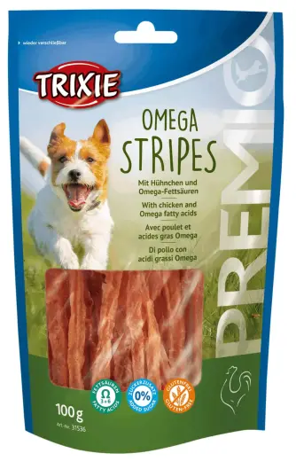 Gardums suņiem - Trixie Premio Omega Stripes, chicken, 100 g.