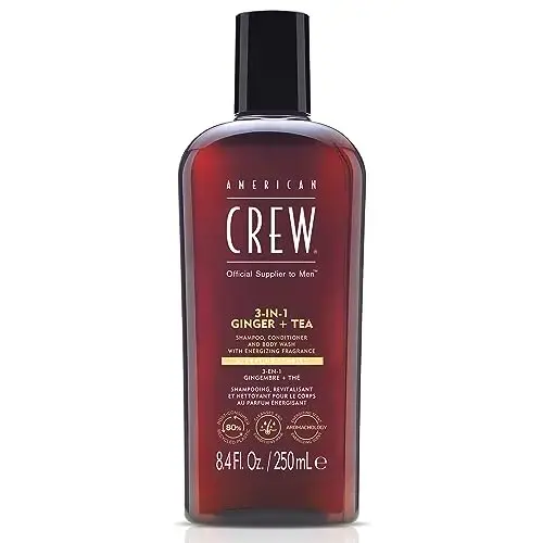 American Crew 348031 8.45 Oz 3-in-1 Ginger & Tea Shampoo, Conditioner & Body Wash