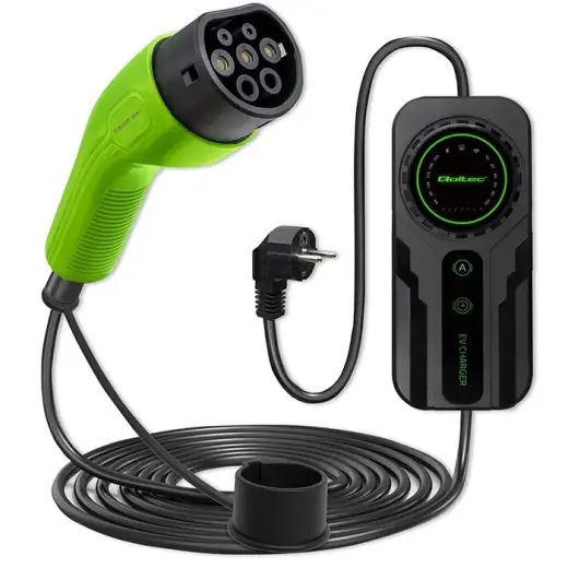 Qoltec Mobile charger for EV 2-in-1 Type2 with regulation |  3.5kW | 230V | SCHUKO 16A | LCD | Portable | Wallbox | 5m