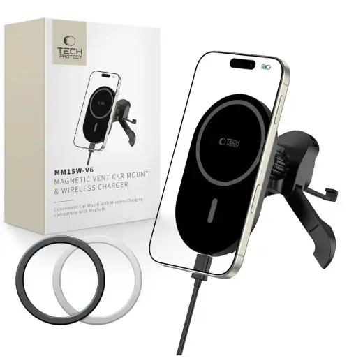 Tech-Protect MM15W-V6 magnetiline auto telefonihoidik ventilatsiooniavale MagSafe ühilduv must