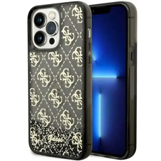 Guess GUHCP14XLC4PSGK iPhone 14 Pro Max 6.7" czarny|black hardcase Liquid Glitter 4G Transculent