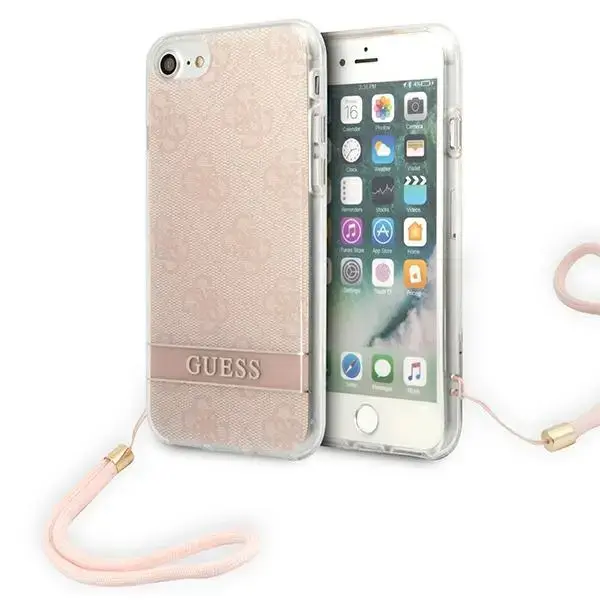 Guess GUOHCI8H4STP iPhone SE 2022 | SE 2020 | 7| 8 różowy|pink hardcase 4G Print Strap