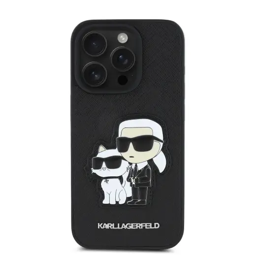 Karl Lagerfeld PU Saffiano Karl and Choupette Case for iPhone 15 Pro Max Black