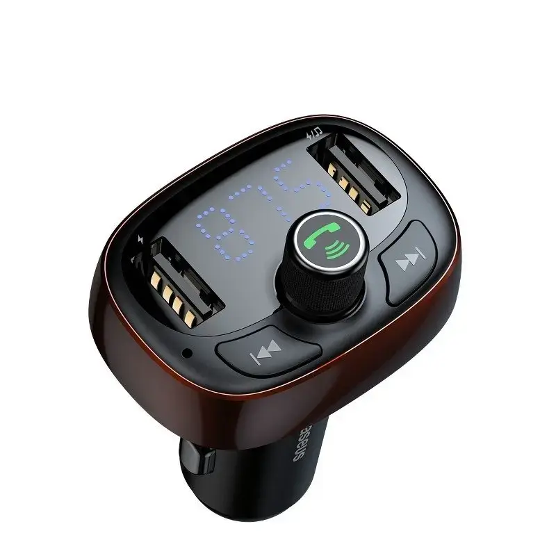 Baseus T-Typed FM auto transmitter 3.4A | USB Flash | SD | Bluetooth 4.2 melns | violets