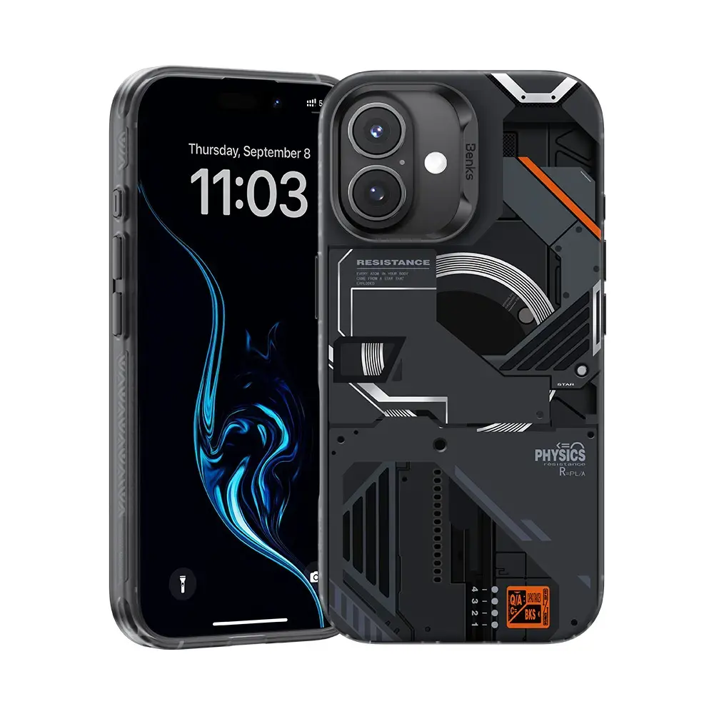 Benks Magnetic Mecha Series maciņš telefonam iPhone 16 Plus melns