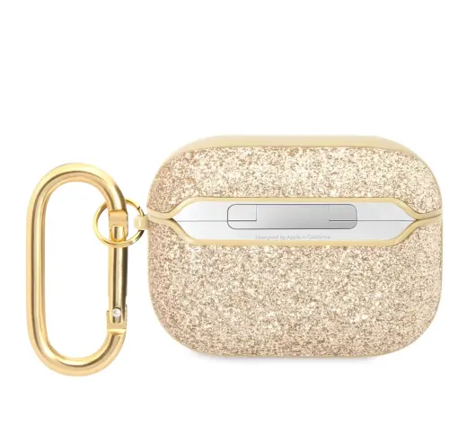 Guess Glitter Flakes Metal Logo Case for AirPods Pro Gold