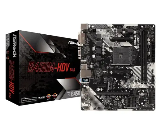 ASRock Mainboard B450M-HDV R4.0 - micro ATX - Socket AM4 - AMD B450