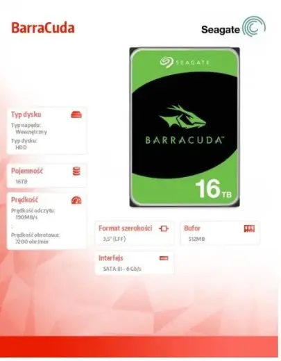 SEAGATE Desktop Barracuda 16TB HDD