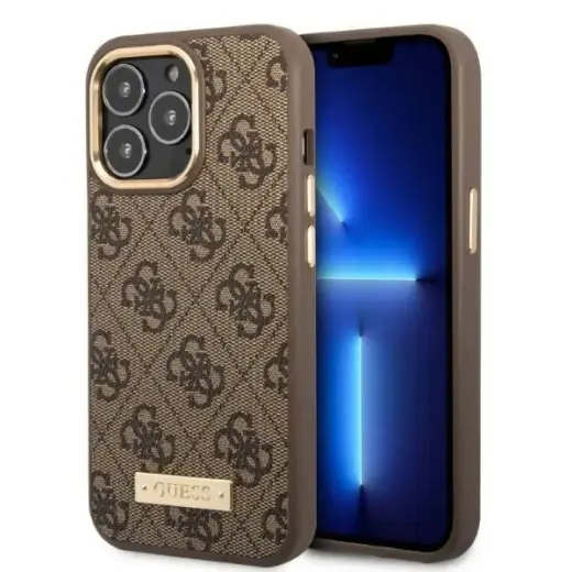 Guess PU 4G MagSafe Compatible Case for iPhone 13 Pro Brown
