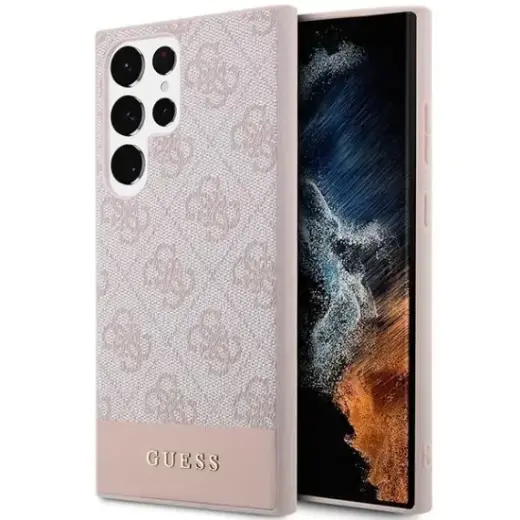 Guess GUHCS23LG4GLPI S23 Ultra S918 różowy|pink hard case 4G Stripe Collection