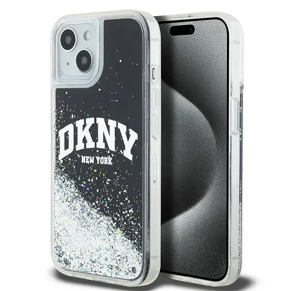 DKNY DKHCP15MLBNAEK Liquid Glitter Big Logo maciņš telefonam iPhone 15 Plus | iPhone 14 Plus melns