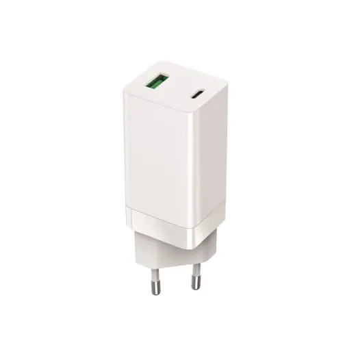 Setty GAN LSI-02 tīkla lādētājs | 65W | PD, QC, GaN | USB-A, USB-C | balts