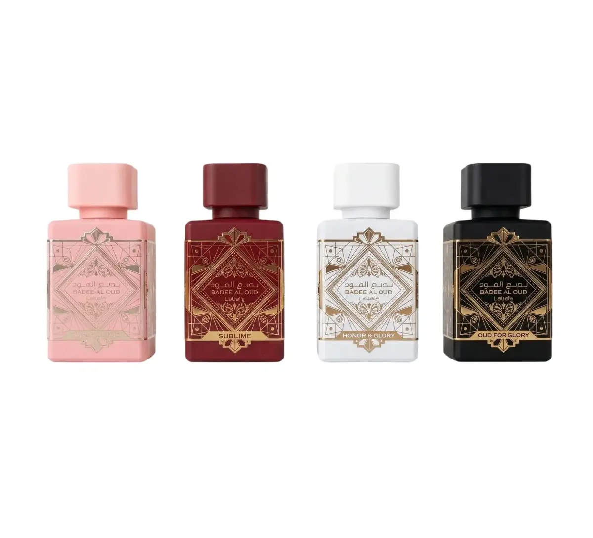 Lattafa Perfumes Set Lattafa: Bade'e Al Oud Oud For Glory, Eau De Parfum, Unisex, 25 ml + Bade'e Al Oud Honor AND Glory, Eau De Parfum, Unisex, 25 ml + Bade'e Al Oud Sublime, Eau De Parfum, Unisex,