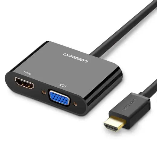 Ugreen mini HDMI (male) - VGA (female) | HDMI (female) + mini jack 3,5mm (female) adapter black (CM101)