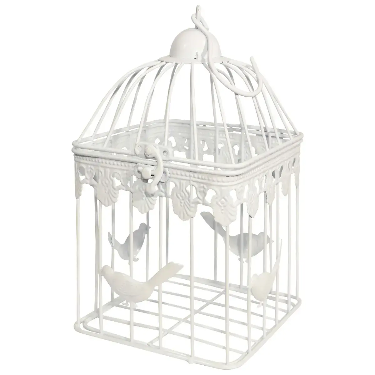 Decorative birdcage 14x14x25cm, white
