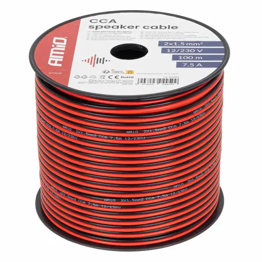 CCA speaker cable 2x1.5mm2 100m 7.5A AMIO-04459