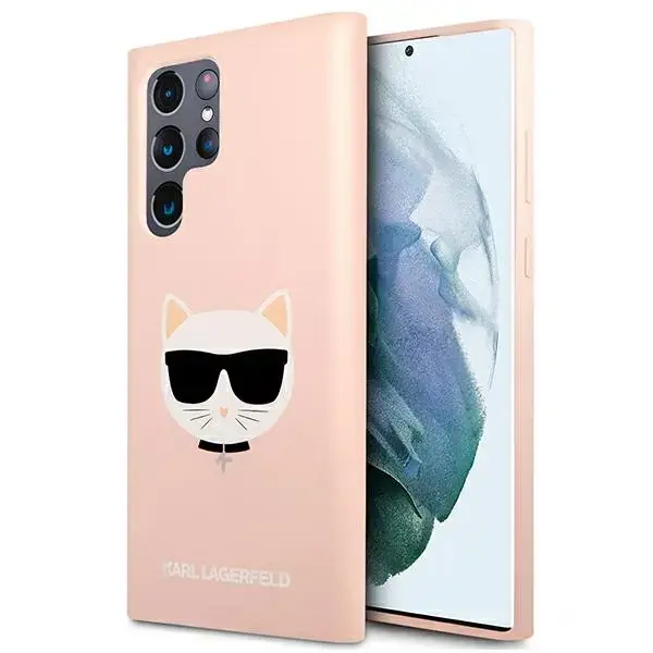 Karl Lagerfeld KLHCS22LSLCHPI S22 Ultra S908 hardcase różowy|pink Silicone Choupette Head